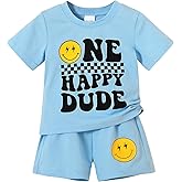 Happy Town Baby Boy Summer Clothes One Happy Dude 1st Birthday Outfits Smile Cool Short Sets