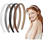 Ouligay 4PCS Thin Leather Headbands for Women Non-slip Skinny Headbands Trendy Comfortable Head Bands for All Hair Multicolored