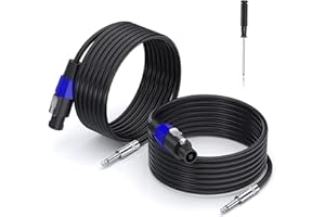 EPYOADO 2 Pack 6 feet Speakon to 1/4" Male Speaker Cables, Professional 12 Gauge Heavy Duty Cord Wire, 6.35mm Connection Cord