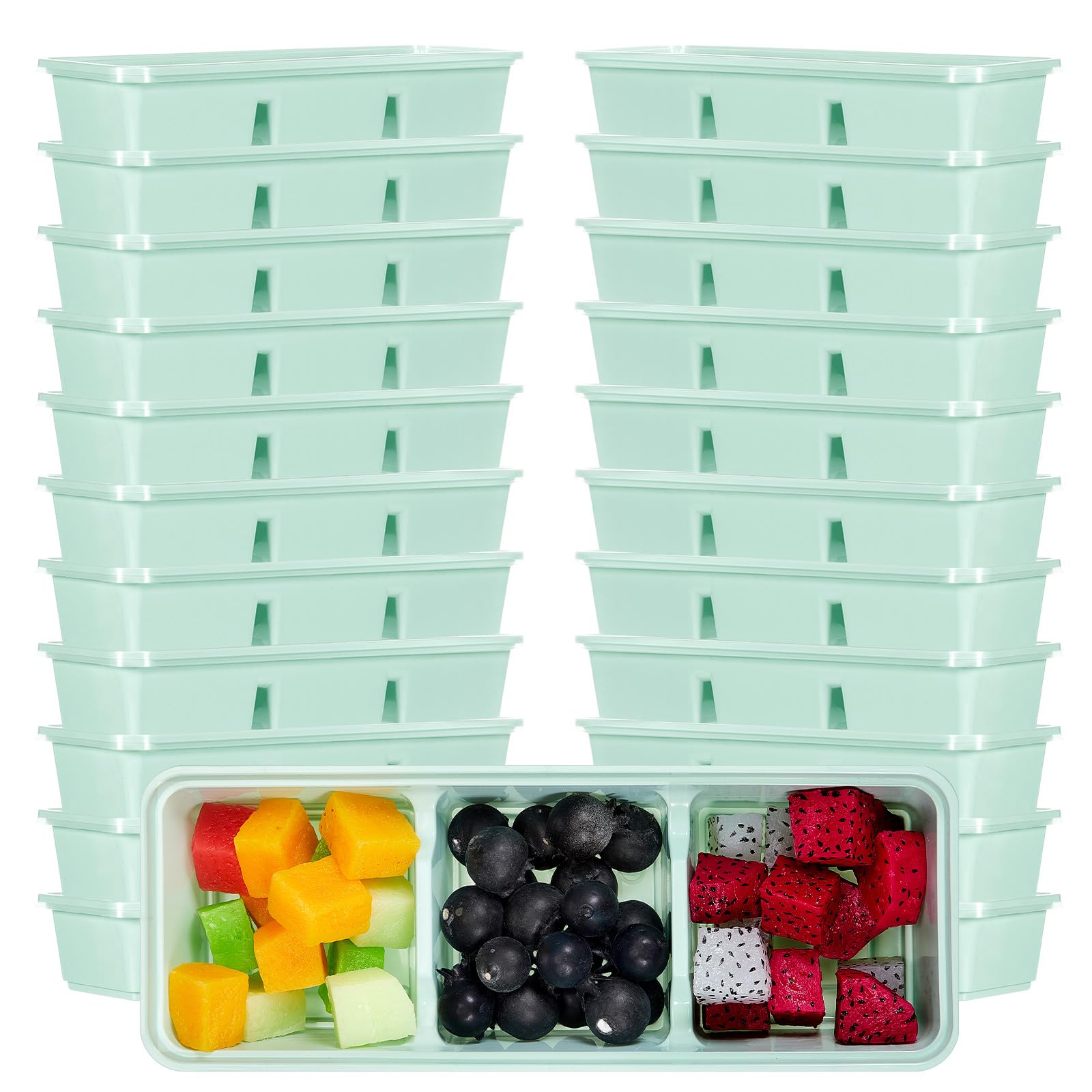 Photo 1 of Hushee 10 Pack 17 oz Small Meal Prep Containers with 3 Compartments Snack Containers with Lid Disposable Plastic Bento Box Travel Lunch Food Boxes Stackable for Office Picnic (Mint Green)
