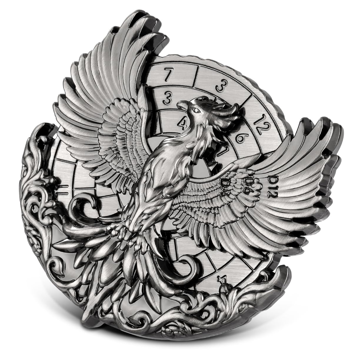 7-in-1 Phoenix Fingertip Gyro, DND Wheel Dice Spiner, DND Starter Set, 7-in-1 Metal D&D Dice Set, D&D Gifts with Dragon Logo Gift Bag, Tabletop Games, Role Playing Board Game Accessories, Silver — image 1