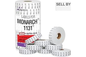 Perco Sell by Labels for Monarch 1131 Price Gun - 8 Rolls, 20,000 Pricemarking Labels