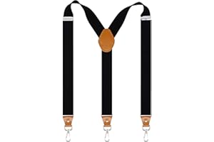 Doloise Mens Suspenders with 3 Swivel Hooks Belt Loops 1.4 Inch Wide Heavy Duty Adjustable Braces