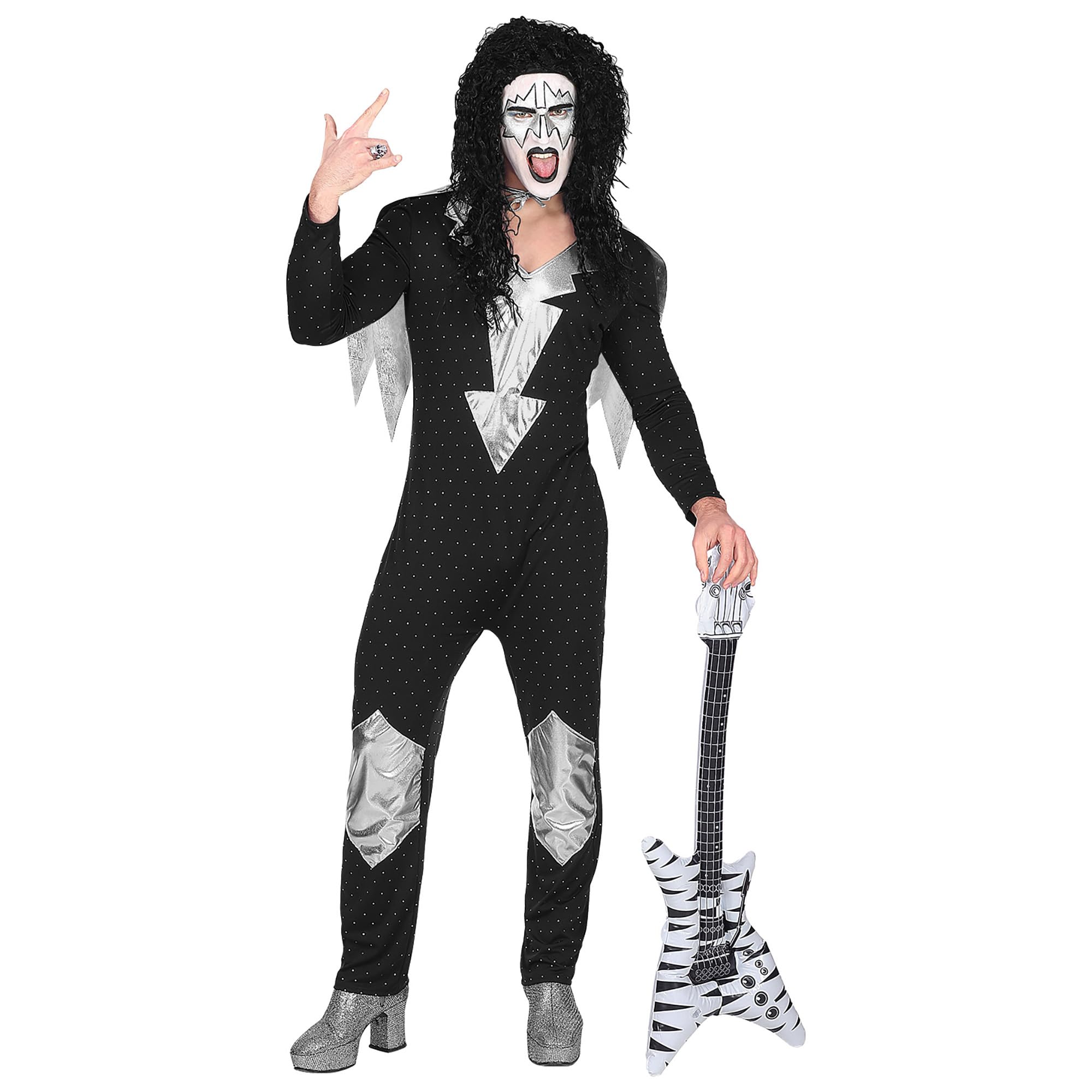W WIDMANN MILANO Party Fashion - Heavy Metal Rockstar Costume, Jumpsuit, 80s, Band, Fancy Dress Costumes, Carnival