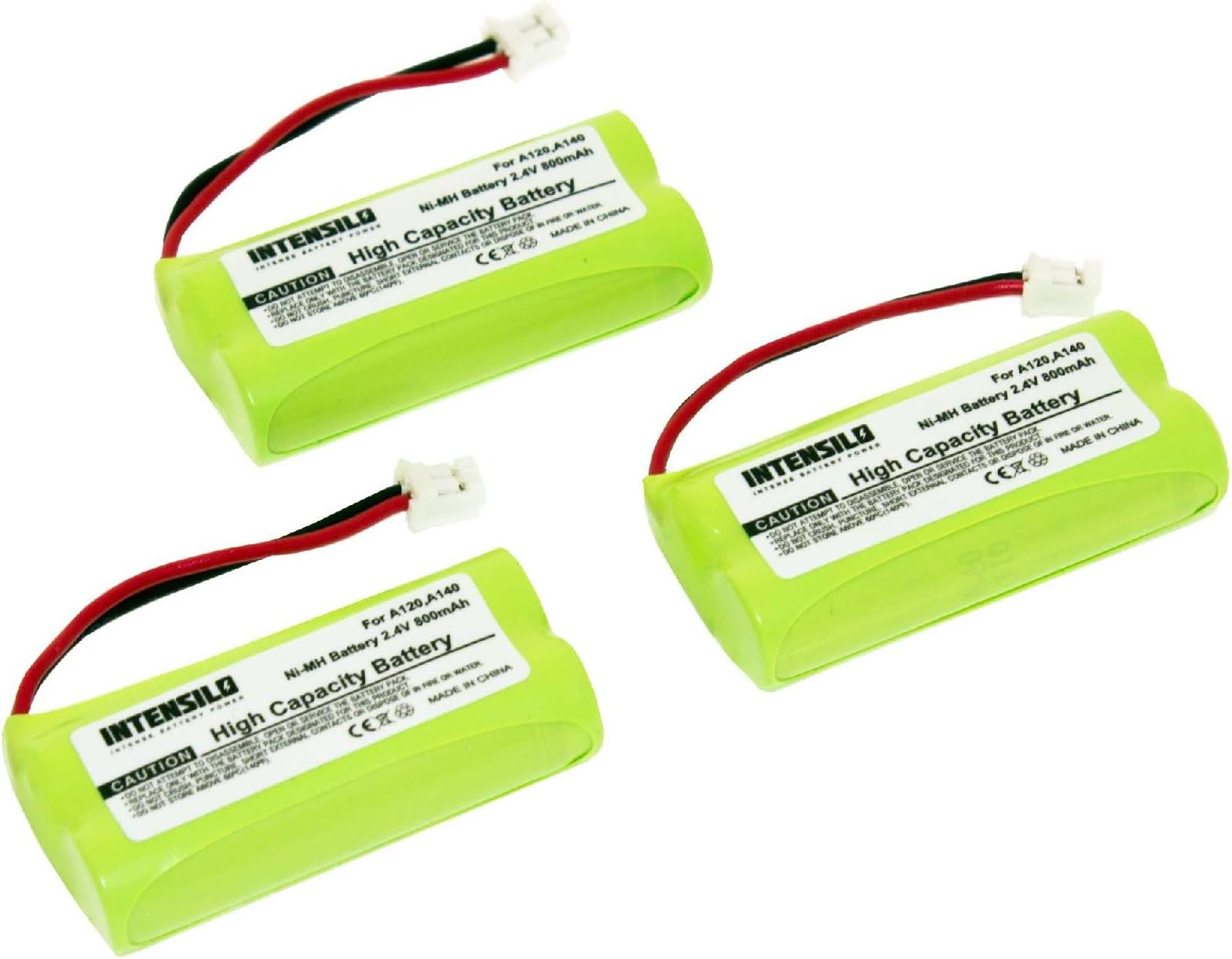 INTENSILO 3x NiMH battery 800mAh (2.4V) suitable for wireless landline phone Siemens Gigaset AL145 DUO, AL14H, AS14 replaces V30145-K1310-X359.