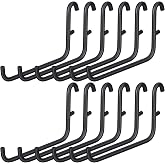 GlikCeil 12 Pcs Pegboard Hooks Black | Long Metal Hooks for Pegboard Accessories, Home Office Workshop Organizer, Wall-mounted Tool Storage Supply, 6 x 9.5 cm