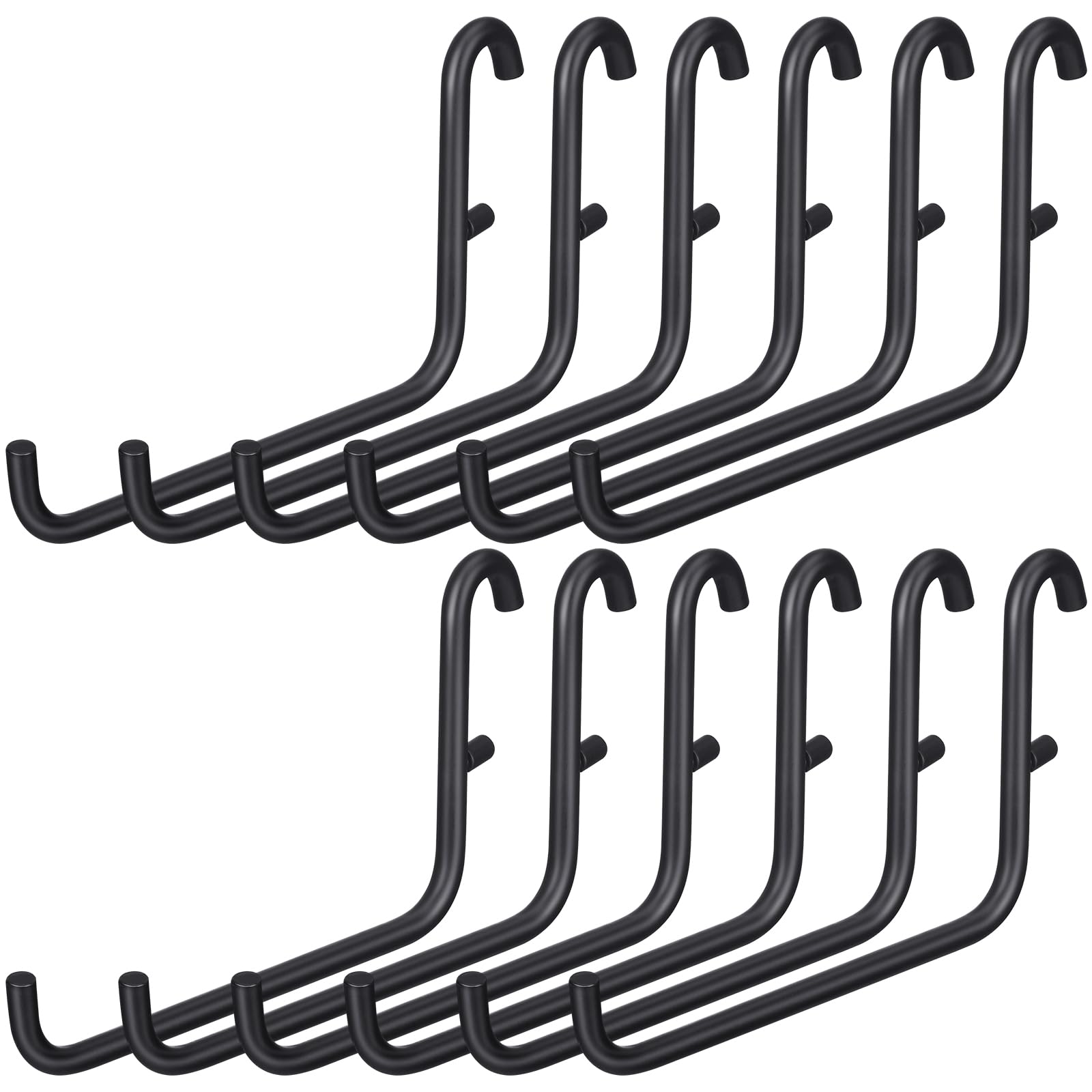 Photo 1 of GlikCeil 12 Pcs Pegboard Hooks Black, 6 x 9.5 Centimeters, Pegboard Accessories Compatible with Ikea Skadis Long Metal Storage Hooks for Tool Home Office Indoor Supply