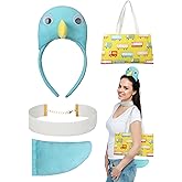 Janinka 4 Pcs Pigeon Costume Set Pigeon Headband White Collar Tail and Tote Bag Book Character Costume for Halloween World Book Day