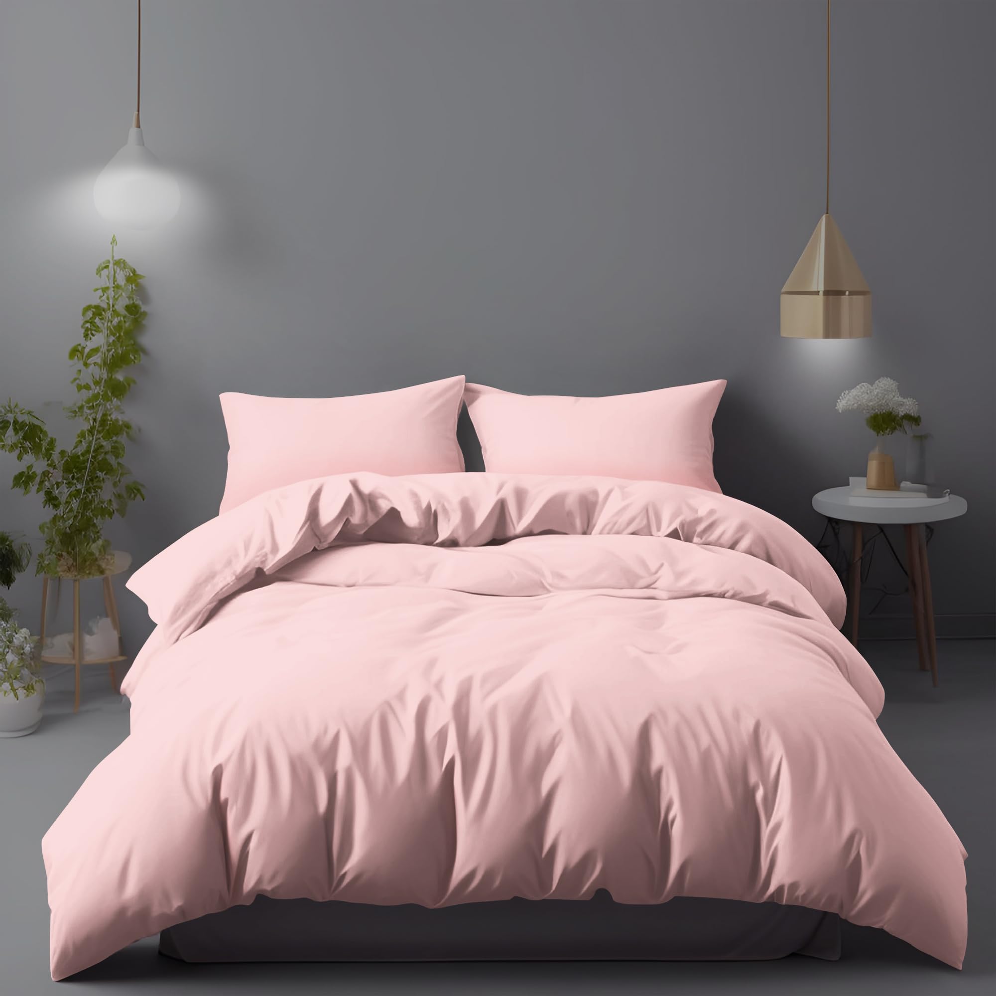 LivinEase Brushed Microfibre Super King Duvet Cover Sets - 100 GSM Pink Super King Duvet Cover with 2 Pillowcases (50x75 cm) - Hotel Quality Hypoallergenic, Easy Care and Comfortable