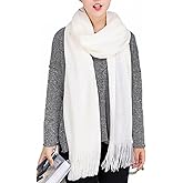 Wander Agio Women's Warm Long Scarves Winter Scarfs Pure Color Scarf Tassel