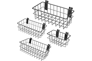 Aking Ace 4Pcs Slatwall Baskets, Metal Slat wall Baskets Ventilated Mounted Storage Baskets Accessories for Storage Display on Garage Slatwall Panels (Black 4pcs)