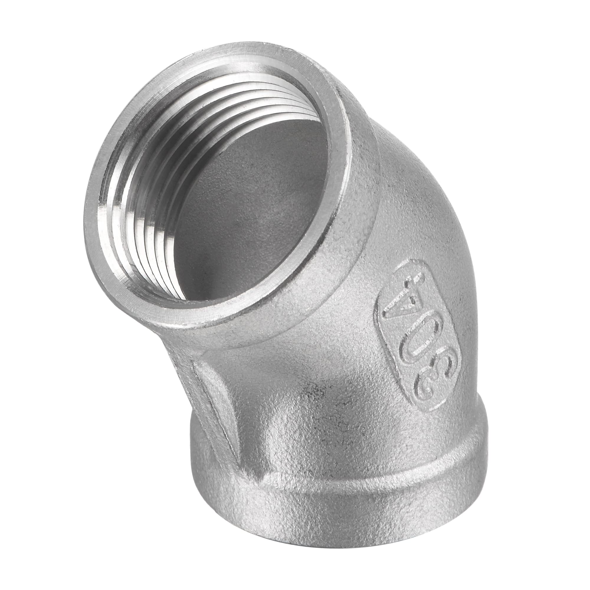 M METERXITY Female to Female Pipe Fitting Extension, 304 Stainless Steel 45 Degree Elbow Adapter, Apply to Outdoor/Garden/Industrial (3/4NPT Thread)