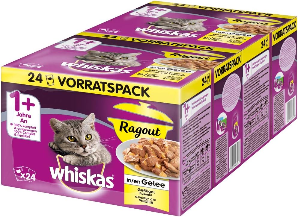 Whiskas 1 + Katzenfutter Ragout Hochwertiges Nassfutter für gesundes