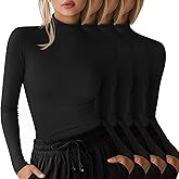 Velvelhall 4 Pack Women's Underscrub Shirts Long Sleeve Mock Turtleneck Slim Fit Scrub Basic Undershirt Tees Tops for Nurse