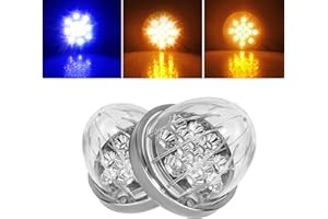 JZYZQBX 2PCS Dual Revolution Amber Turn Signal and Marker to Blue Auxiliary 17 LED Watermelon Lights, Clear Lens & Stainless Steel Bezel Marker Lights for Freightliner Kenworth Peterbilt Trailer Heavy Trucks