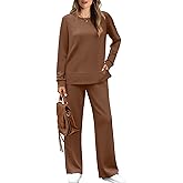 WIHOLL Women's 2 Piece Lounge Sets Sweatshirt Casual Travel Outfits Fashion Wide Leg Tracksuit Cozy Sweatsuits
