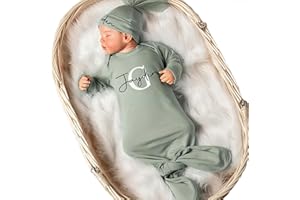 Personalized Hospital Gown Coming Home Outfit, Custom Knotted Gown With Name Baby Sleeper Newborn Set with Matching Super Sof