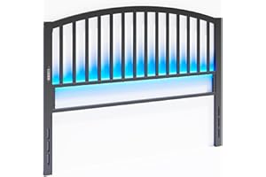 Weehom Queen Headboard with Led Lights, Farmhouse Vintage Style Metal Headboard Queen Size, Modern Freestanding Black Headboard Only for Bedroom