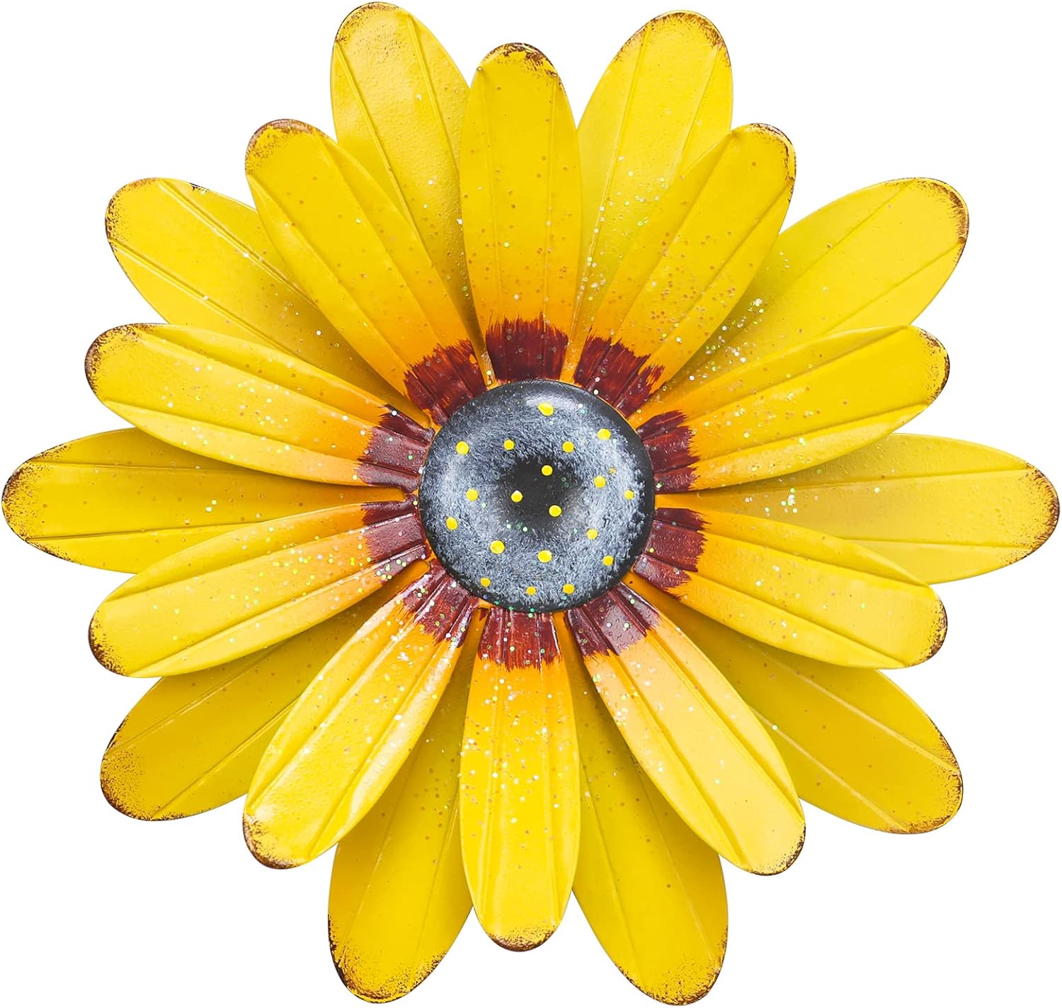 Plaques & Wall Art - MEETYAMOR 11'' Sunflower Wall Decor, Metal Flower Wall Art Decorations, Sunflower Spring Yard Garden Decor Hanging for Kitchen, Bathroom, Home Decor Boho Art, Handmade Gift for Outdoor or Indoor