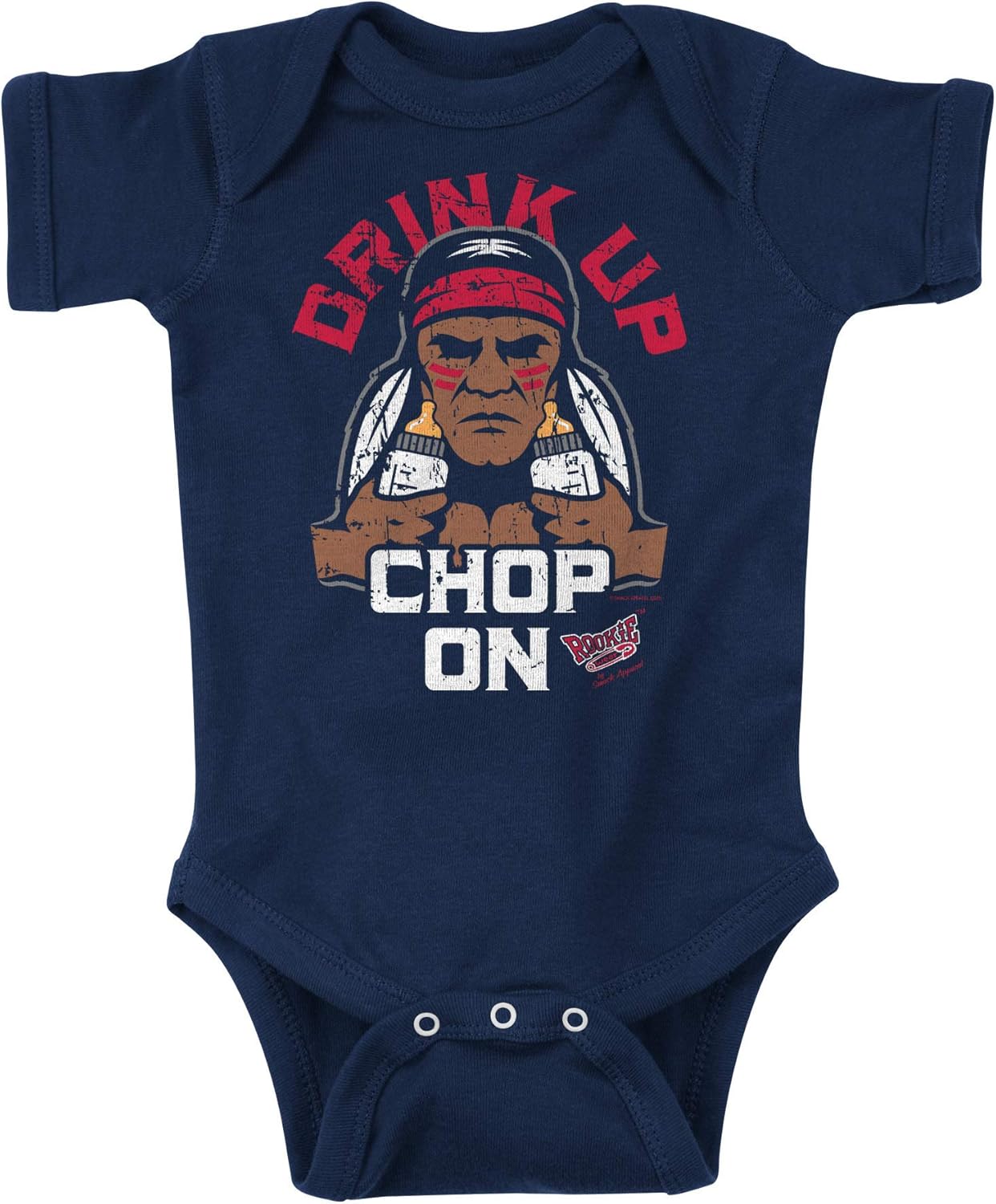 Rookie Wear by Smack Apparel Atlanta Baseball Fans. Drink Up Chop On! Navy Onesie (NB-18M) or Toddler Tee (2T-4T): Clothing
