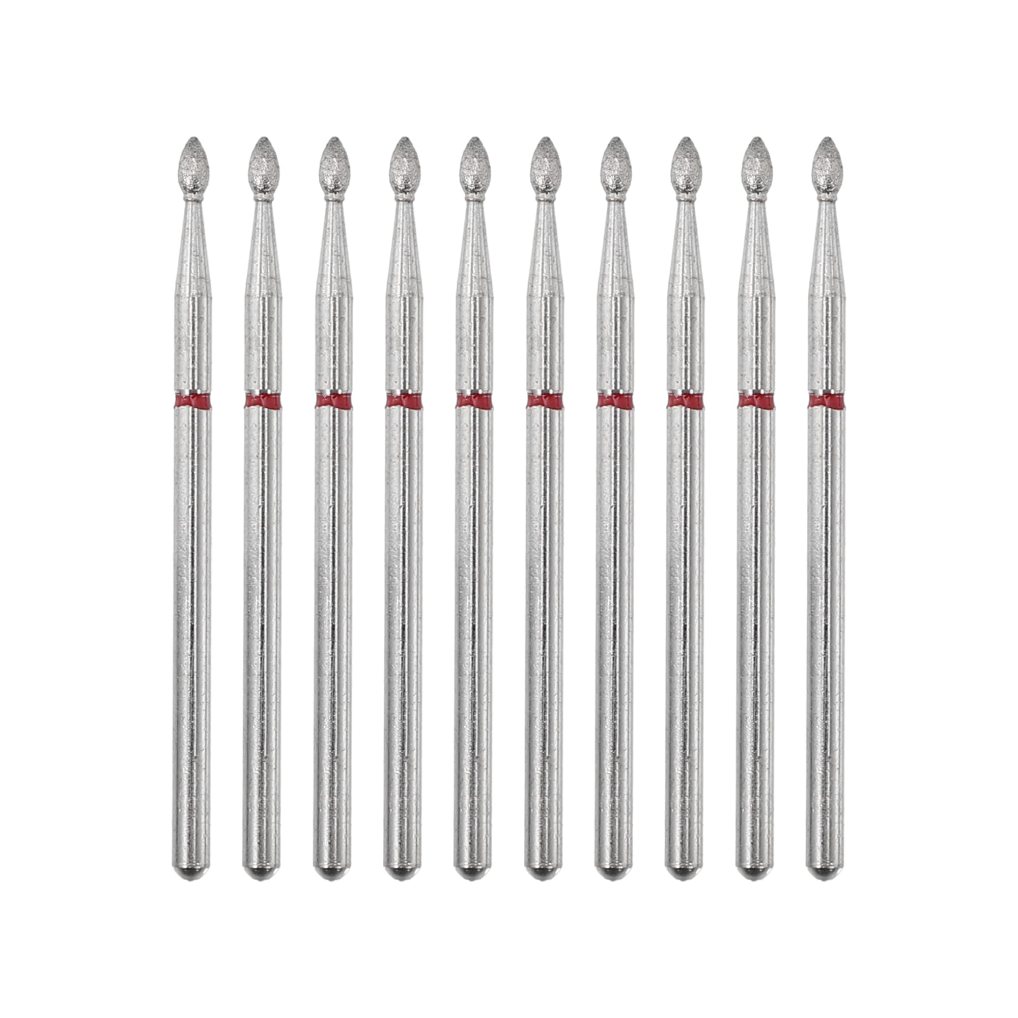 VOCOSTE 10 Pcs Emery Nail Drill Bit Set for Acrylic Nails, 3/32 Inch Nail Art Tools, Manicure Pedicure Shapen Remove Tools, 44.1mm Length, Red