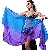 Tefrica Women's Hand Made Chinese Real Silk Belly Dance Veils Gradient Colors 250 * 114cm