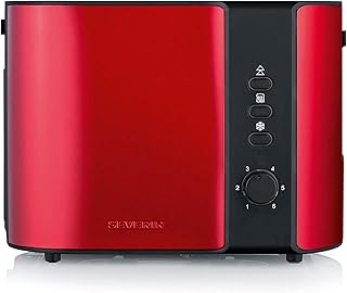 SEVERIN AT 2217 Automatik-Toaster (ca. 800 W, Für 2 Scheiben, Integrierter Brötchen-Röstaufsatz) fire red metallic /schwarz