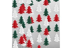 GCQQ Christmas Tree Garland 3D Red White Green Paper Xmas Hanging Streamers Garlands for Christma New Year Party Birthday Indoor Outdoor Decoration
