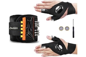 Gifts for Men/Dad, Cool Gadgets for Men, Calmsen Magnetic Wristband with LED Flashlight Gloves, Stocking Stuffers for Men, tool for Husband/Boyfriend/Grandpa on Christmas Day, Father Day，Birthday