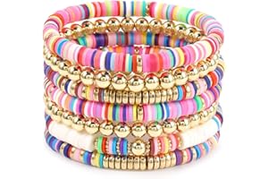 Elegance 11 designs Heishi Beaded Bracelets For Women Polymer Clay Colorful Surfer Stackable Beads Boho Bracelet Summer Beach Jewelry