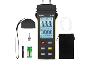 SURLABA Digital Manometer, Differential Dual Port Pressure Gauge, Professional Gas Pressure Tester Water Column Manometer wit