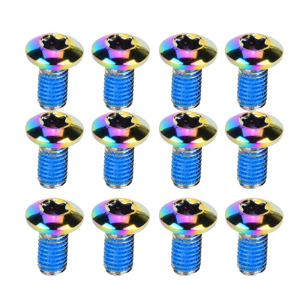 Alomejor 12PCS Bike T25 Screws Steel Bicycle Disc Brake Screws T25 Screws for Mountain Bike Cycling Supplies (Colorful)