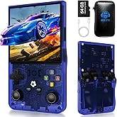 2025 New Upgrade R36MAX Retro Handheld Game Console , 4.0 Inch IPS Video Gaming Console with 64GB TF Card Over 20000+ Pre-Installed Retro Games, 4000mAh Battery (Blue)