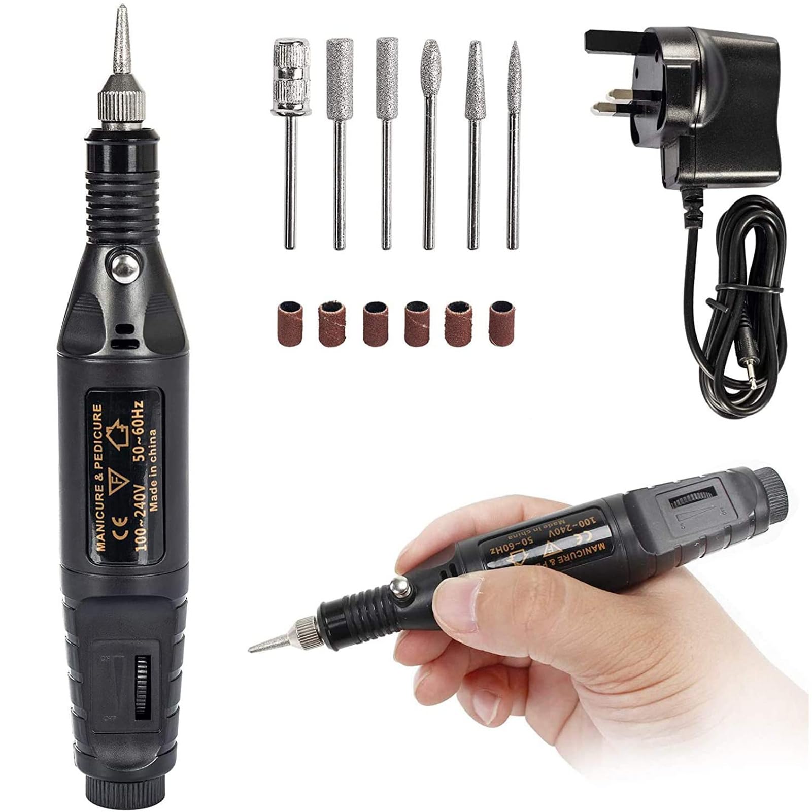 ZZOSRDR Electric Nail Files, Professional Nails Dril for Acrylic Nail Gel, Portable Adjustable Speed Electric Manicure Pedicure Kit Nail Drill Polishing Shape Machine for Women Girls