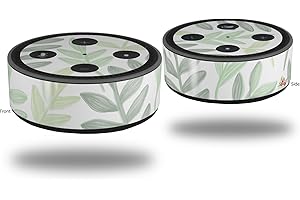 WRAPTORSKINZ Skin Wrap Decal Set 2 Pack for Amazon Echo Dot 2 - Watercolor Leaves White (2nd Generation ONLY - Echo NOT Included)