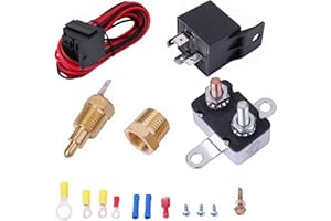 LCWRGS 175-185 Degree Electric Fan Wiring Kit Cooling Fan Thermostat Kit Temp Sensor Temperature Switch 40 50 60 amp Relay Kit