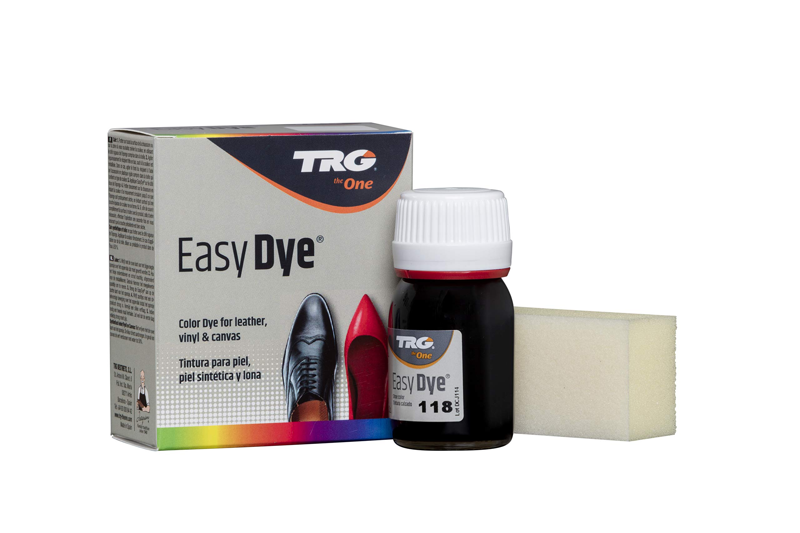 TRG The One Easy Dye, Leather Shoe Color Restore Paint, 118 Black, 25 ml