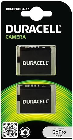 Duracell Akku für GoPro Hero 4 AHDBT-401, Farbe: Schwarz, DRGOPROH4-X2, 2 Stück
