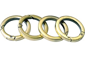 Bobeey 4pcs Round Carabiner Metal Spring Key Ring,Spring Snap Hooks Clip,Spring Keyring Buckle,Flat O ring for Purses BBC40