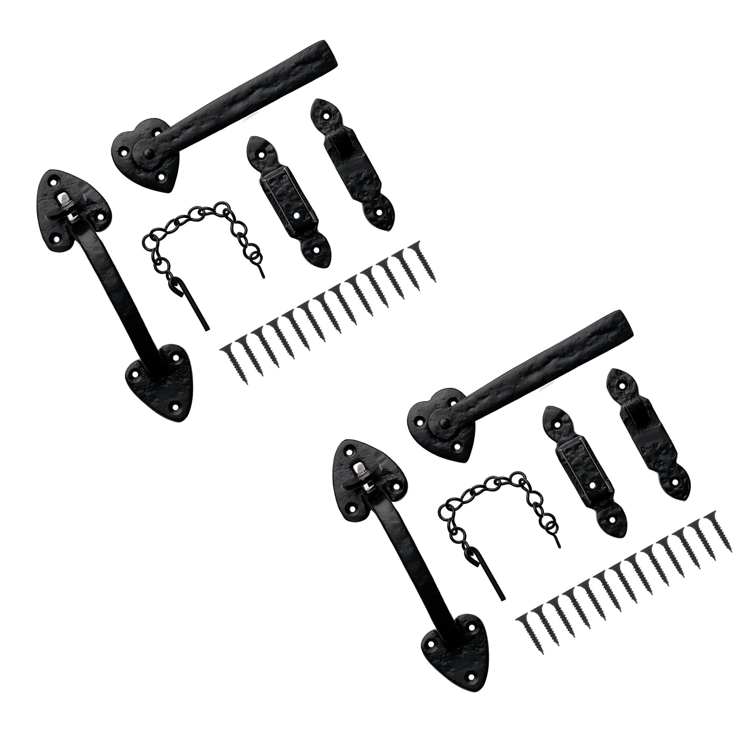 TERF® Traditional Vintage Style Antique Black Suffolk Thumb Latch Gate Door Lock 200mm Thumb Latch Catch Lock Suffolk Latches for Gate Shed Cottage Doors Lock with Fixing Screw - Pack of 2