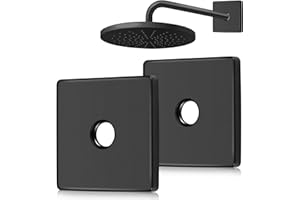 YINKIN 3.5 Inch Large Shower Arm Flange Square Plumbing Cover Plates Large Size Universal Replacement Escutcheon Cover Plate for Covering Gaps, Holes, Fits All Standard 1/2 Pipes (Black, 1 Pack)