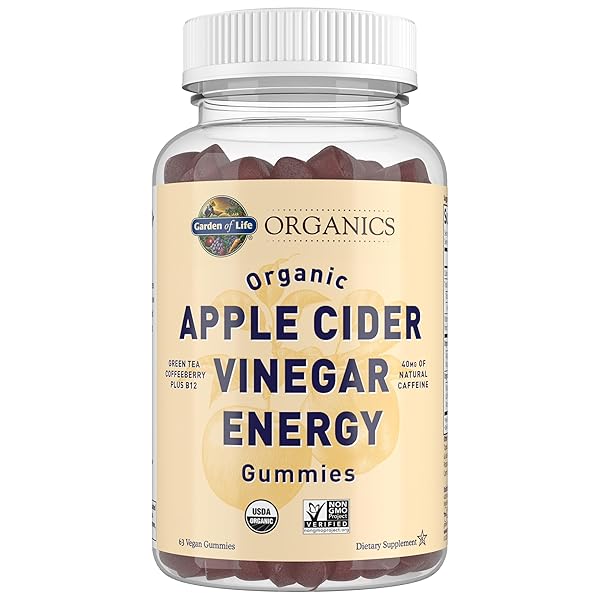 GARDEN OF LIFE ORGANICS APPLE CIDER VINEGAR ENERGY GUMMIES – USDA ORGANIC ACV GUMMY VITAMINS FOR ENERGY WITH VITAMIN B12, COFFEEBERRY, GREEN TEA – 63 VEGAN GUMMIES FOR MENTAL FOCUS & CLARITY