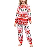 QPANCY Girls Pjs Set Two Piece Fleece Pajamas kids Fall Winter Long Sleeve pajamas Loungewear