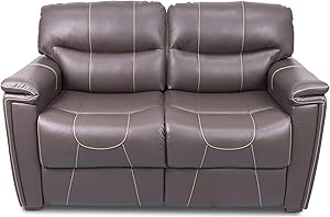 Thomas Payne 377708 Majestic Chocolate 68" Tri-Fold RV Sleeper Sofa with Tan Topstitch and 53" x 72" x 19" Sleeping Surface
