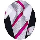 YourTies Striped Ties for Men Classic Woven Silk Necktie with Handkerchief Cufflinks Set Formal Business Party Wedding