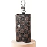 Pxxbcjjz Checkerboard Wallet With Key Ring Car Keys Chain Card Holder Wallet Pouch 6 Hook Snap Closure Money Organizer Case