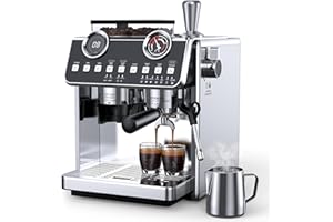 QJA Espresso Machine with Grinder, 20 Bar Professional Espresso Maker with 30 Grinding Settings, Milk Frother Steam Wand for Latte Cappuccino (Stainless Steel)