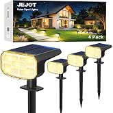 JEJOT Solar Spot Lights Outdoor Waterproof, Solar Spotlights, 4 Pack | 2 Lighting Modes, 120&deg; Adjustable Solar Lights for Yard Garden Lawn Landscape Pathway, Warm White