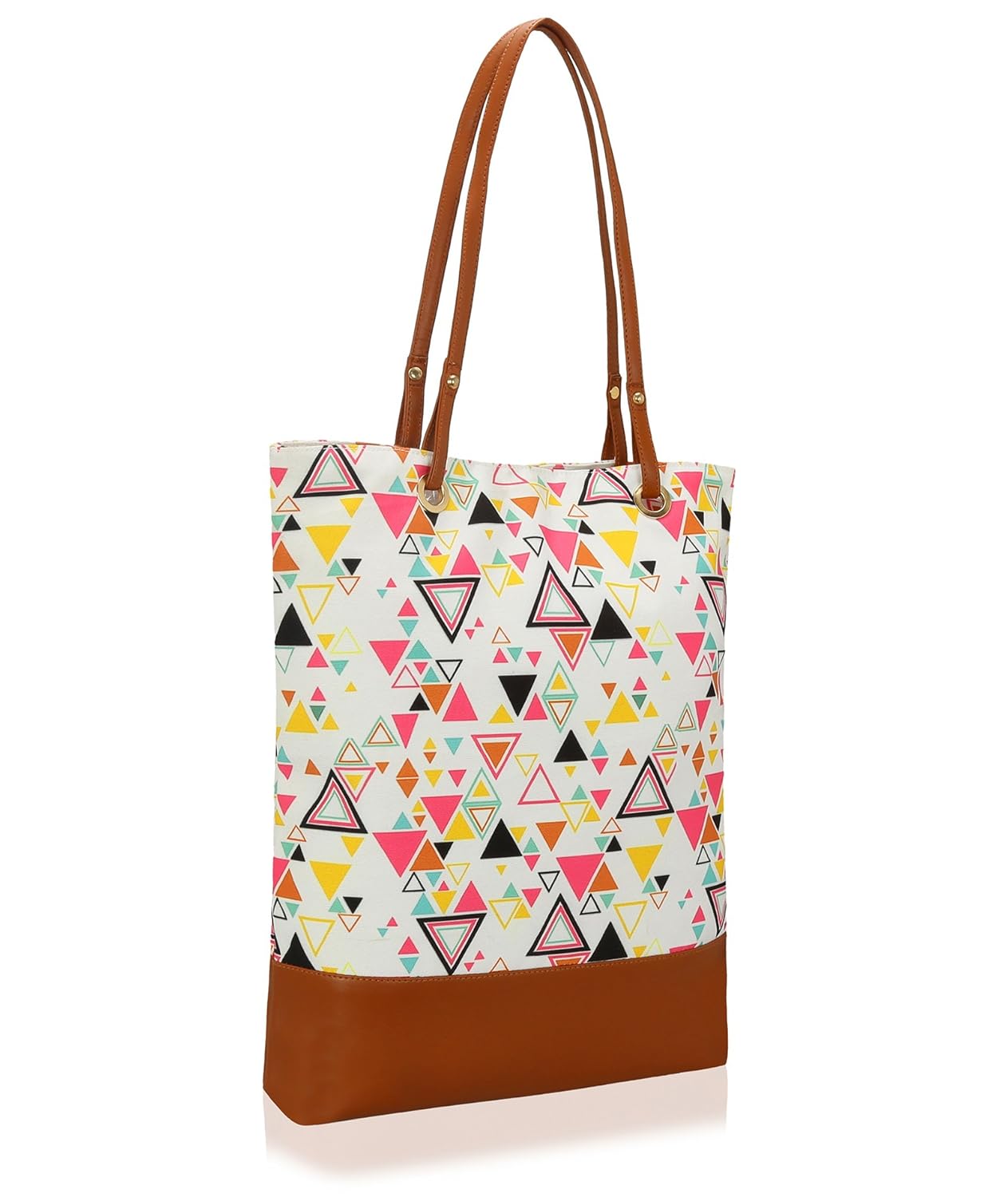 kleio women's canvas pu big tote bags(white, eco2009kl-tri)