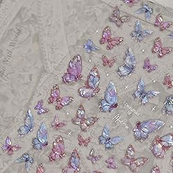 Butterfly Nail Art Stickers Decals Purple Pink